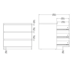Ladekast Luna Zwart - 77x71x50 cm