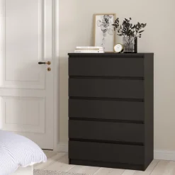 Ladekast Luna Zwart - 77x112x50 cm