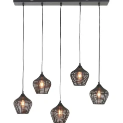 Light - Living Light & Living Hanglamp Alvaro Zwart - 5 x E27 - 100 cm breed