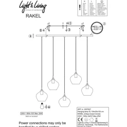 Light - Living Light & Living Hanglamp Rakel Brons - 5 x E27 - 104 cm breed