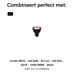 Lucide Bureaulamp Lesley Zwart - GU10 - 50 cm hoog