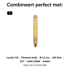 Lucide Hanglamp Joanet Zwart - 3 x E27 - 110 cm breed