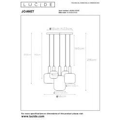 Lucide Hanglamp Joanet Zwart - 5 x E27 - Ø 66 cm