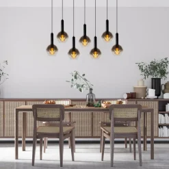 Lucide Hanglamp Marius Zwart - 7 x E27 - 130 cm breed