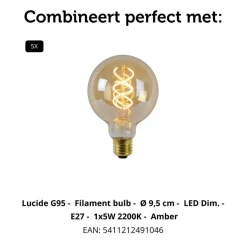 Lucide Hanglamp Marius Zwart - 5 x E27 - Ø 55 cm