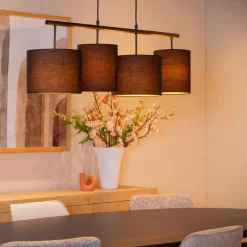 Lucide Hanglamp Maya Zwart - 4 x E27 - 107 cm breed