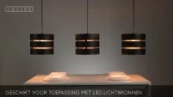 Lucide Hanglamp Rosas Zwart - 3 x E27 - 130 cm breed