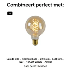 Lucide Hanglamp Rosas Zwart - 3 x E27 - 130 cm breed