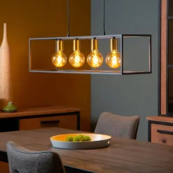 Lucide Hanglamp Ruben Zwart - 4 x E27 - 92 cm breed