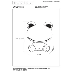 Lucide Oplaadbare Kinderlamp Dodo Frog Groen - LED - 25 cm hoog