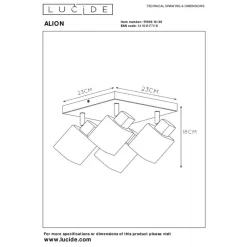 Lucide Plafondspot Alion Zwart - 4 x E14 - 23x23 cm