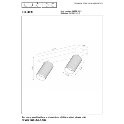 Lucide Plafondspot Clubs Wit - 2 x GU10 - 31x9 cm