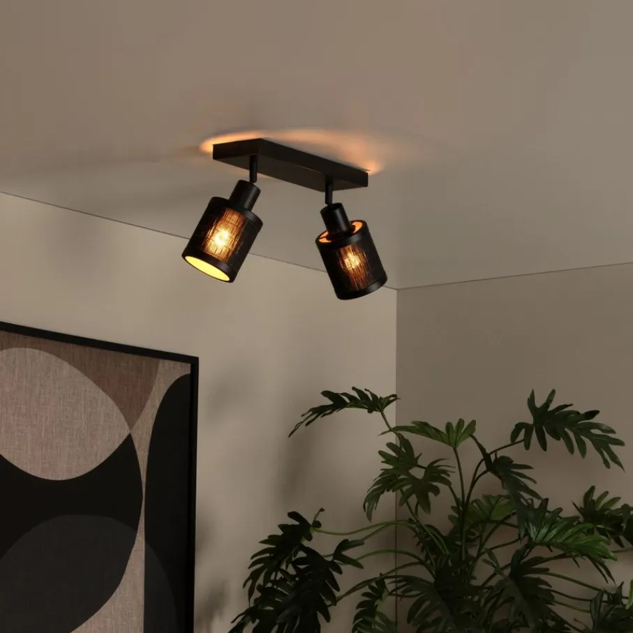 Lucide Plafondspot Tagalog Zwart - 2 x E27 - 32x10 cm