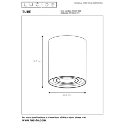 Lucide Plafondspot Tube Zwart - GU10 - Ø 10 cm