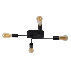 Lucide Plafonniere Lester Zwart - 4 x E27 - 51x39 cm