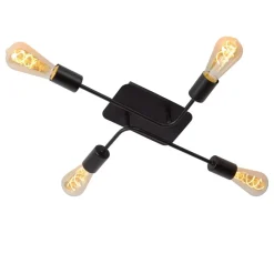 Lucide Plafonniere Lester Zwart - 4 x E27 - 51x39 cm