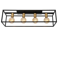 Lucide Plafonniere Ruben Zwart - 4 x E27 - 80 cm breed