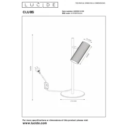 Lucide Tafellamp Clubs Zwart - GU10 - 42 cm hoog