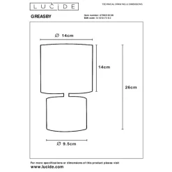 Lucide Tafellamp Greasby Grijs - E14 - 26 cm hoog