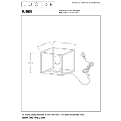 Lucide Tafellamp Ruben Zwart - E27 - 22 cm hoog