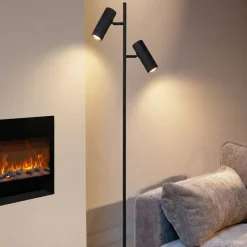 Lucide Vloerlamp Clubs Zwart - 2 x GU10 - 140 cm hoog