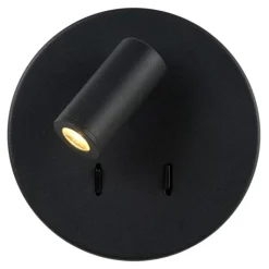 Lucide Wandlamp Bentjer Zwart - LED - Ø 14 cm
