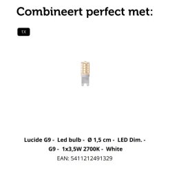 Lucide Wandlamp Diletta Goud - G9 - 18 cm hoog