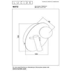 Lucide Wandlamp Matiz Zwart - LED - Ø 17 cm