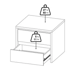Nachtkastje Atlanta Eiken - 52x46x49 cm