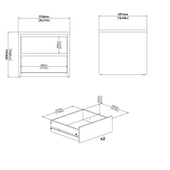 Nachtkastje Atlanta Wit - 52x46x49 cm