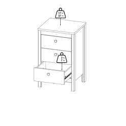 Nachtkastje Dallas Eiken - 44x71x39 cm