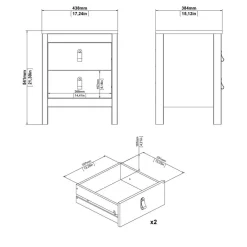 Nachtkastje Dallas Taupe - 44x55x39 cm