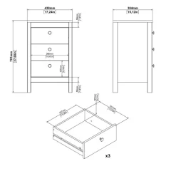 Nachtkastje Dallas Wit - 44x71x39 cm