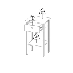 Nachtkastje Dallas Zwart - 40x71x35 cm