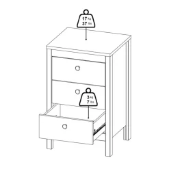 Nachtkastje Dallas Zwart - 44x71x39 cm