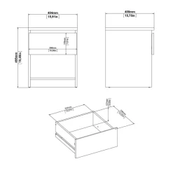 Nachtkastje Luna Eiken - 41x50x40 cm