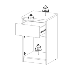 Nachtkastje Luna Eiken - 41x71x40 cm