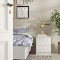 Nachtkastje Luna Hoogglans Wit - 41x50x50 cm