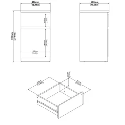 Nachtkastje Luna Hoogglans Wit - 41x71x40 cm