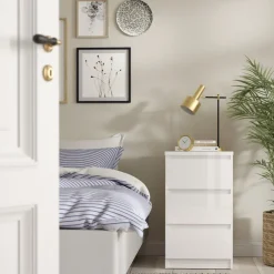 Nachtkastje Luna Hoogglans Wit - 41x71x50 cm