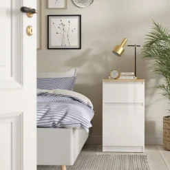 Nachtkastje Luna Hoogglans Wit - 41x71x40 cm