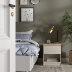 Nachtkastje Luna Taupe / Eiken - 41x50x40 cm