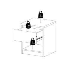 Nachtkastje Luna Wit - 41x50x40 cm