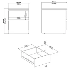 Nachtkastje Luna Wit - 41x50x50 cm