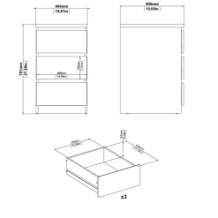 Nachtkastje Luna Zwart - 41x71x50 cm