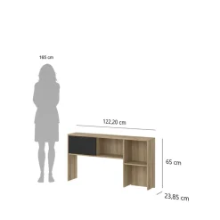 Opzetkast Boston Eiken / Zwart - 123x65x24 cm