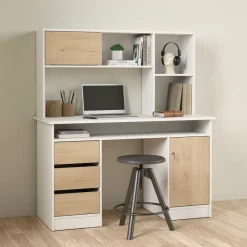 Opzetkast Boston Wit / Eiken - 123x65x24 cm