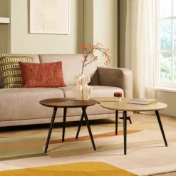 Salontafel Capi Greige / Bruin - set 2 stuks