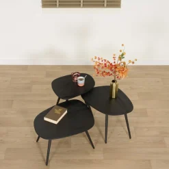 Salontafel Comporta Zwart - set 3 stuks