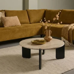 Salontafel Mosly Beige / Zwart - Ø 80 cm